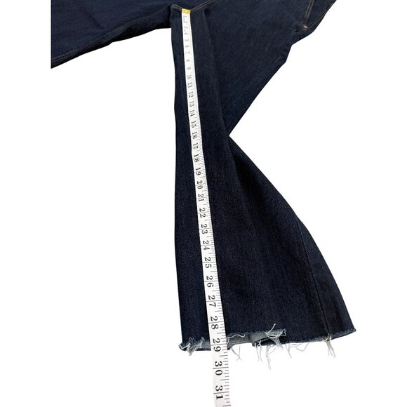 Oat Straight Leg Denim Jeans Dark Blue Raw-Hem High-Waist Womens Size 12 / 31 - Picture 4 of 8